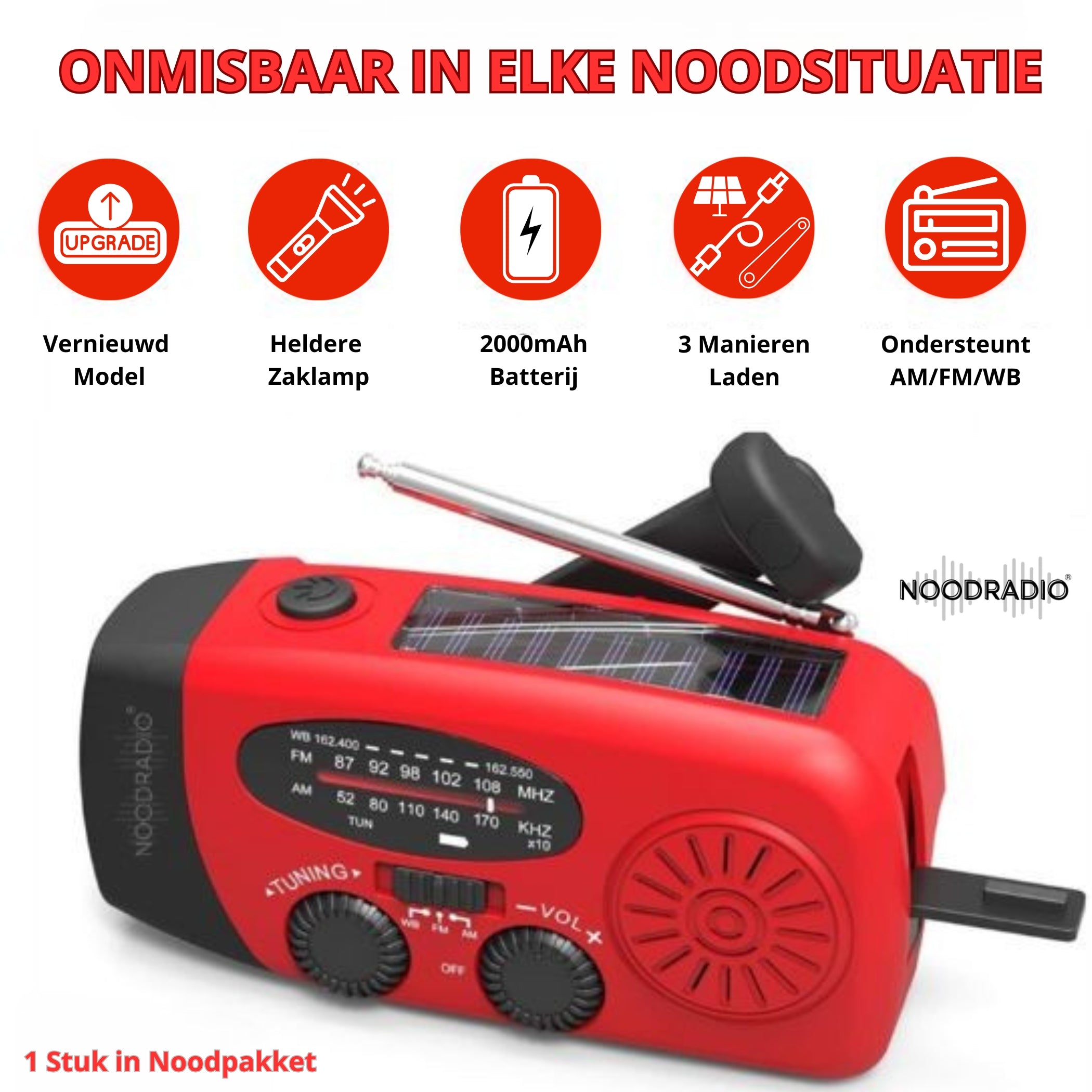 Noodpakket L met Powerbank-Noodradio-Waterfilter-Waterzak-Survival Armband & Tactical Zoom Zaklamp