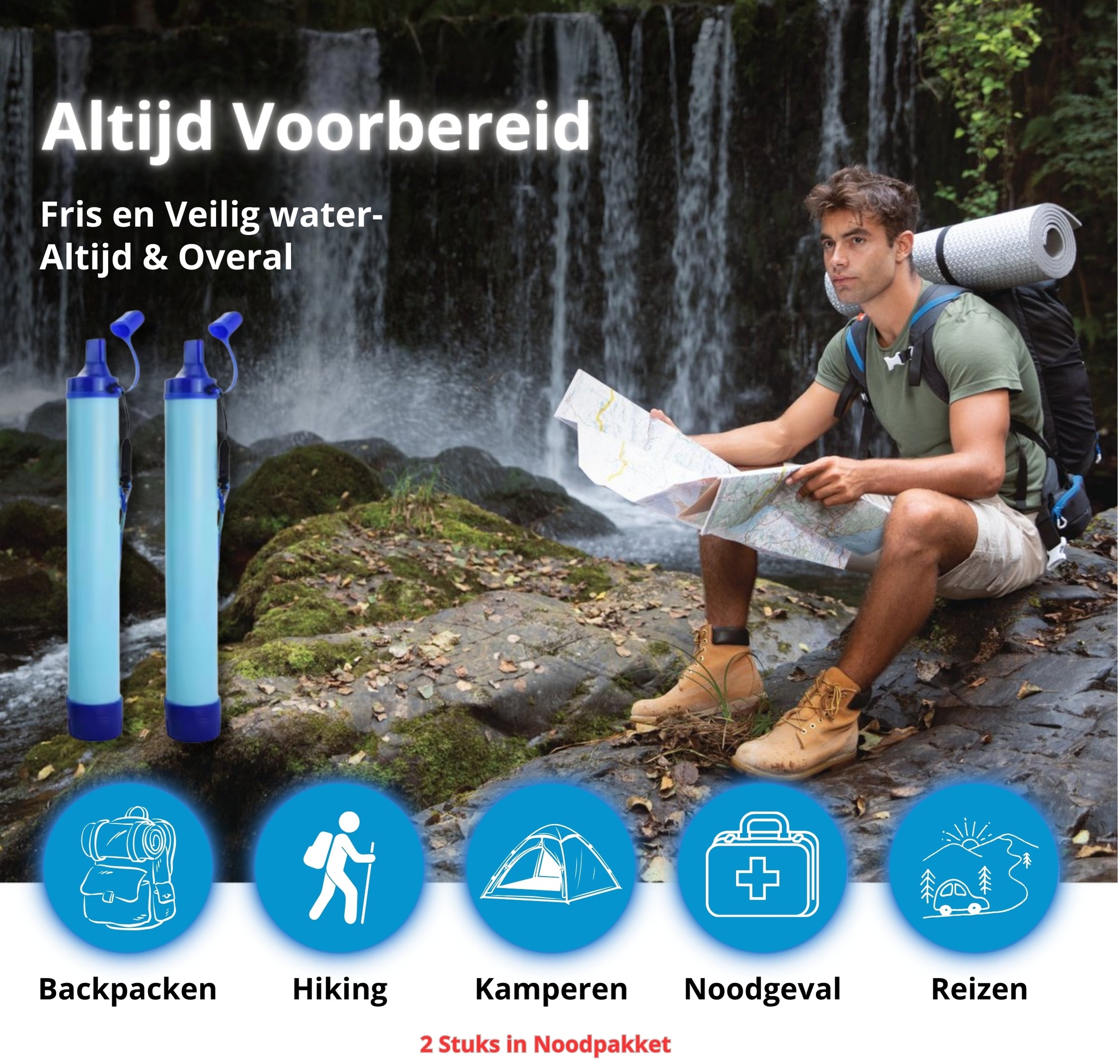 Noodpakket XXL Compleet – 10.000mAh Noodradio, Camping Kooktoestel, Waterfilters, Poncho’s &amp; Survival Tools