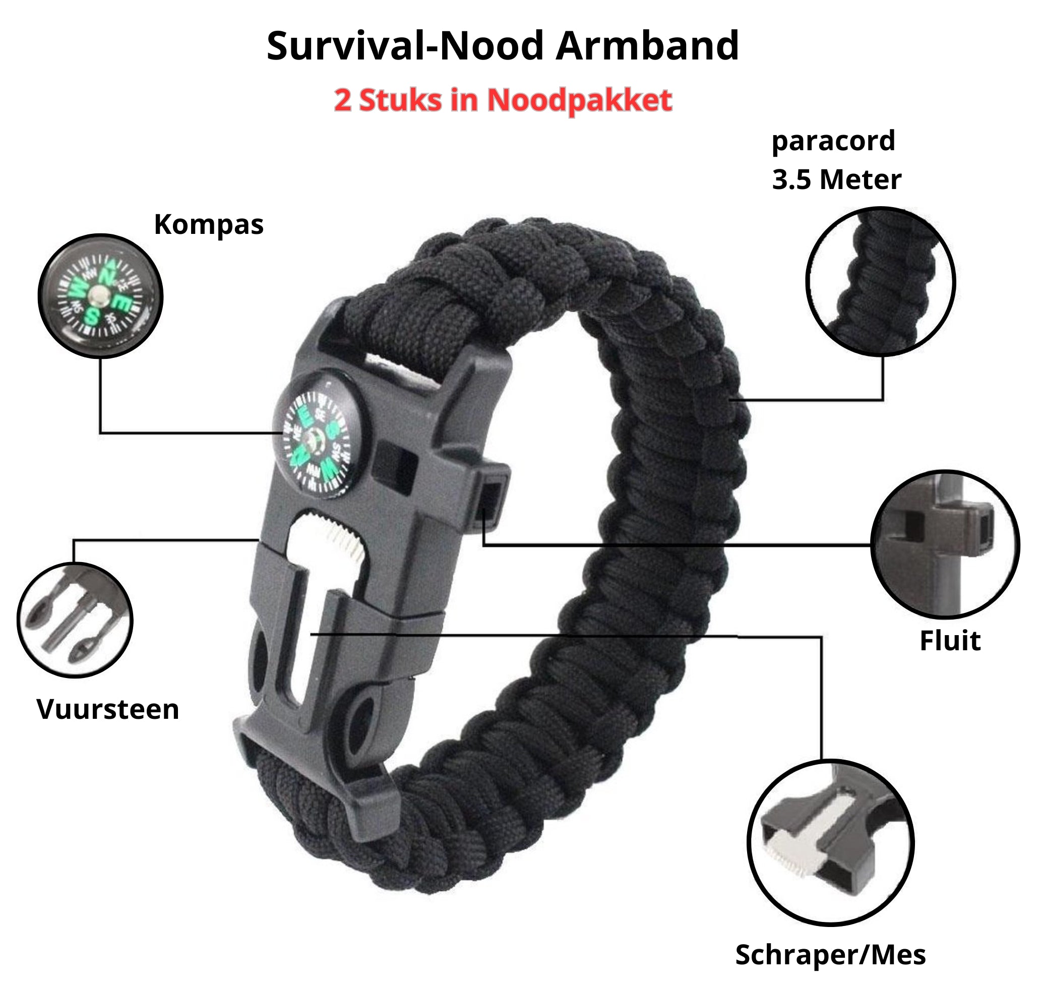 Noodpakket XXL Compleet – 10.000mAh Noodradio, Camping Kooktoestel, Waterfilters, Poncho’s &amp; Survival Tools