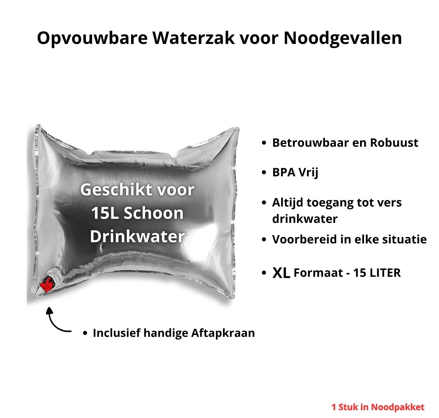 Noodpakket XL met Powerbank-Noodradio-Waterfilter-Waterzak-Survival Armband & Tactical Zoom Zaklamp